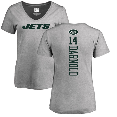 New York Jets Ash Women Sam Darnold Backer NFL Football #14 T Shirt
